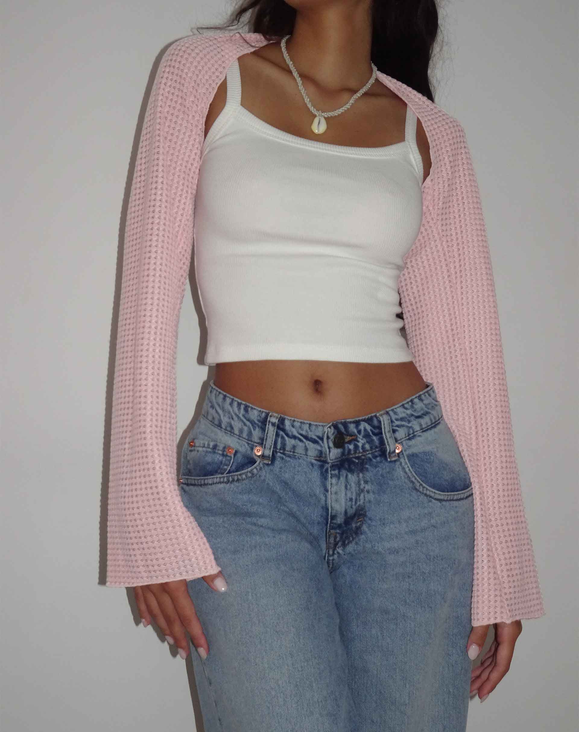 Image de Nobila Shrug Top in Salmon Textured Crochet