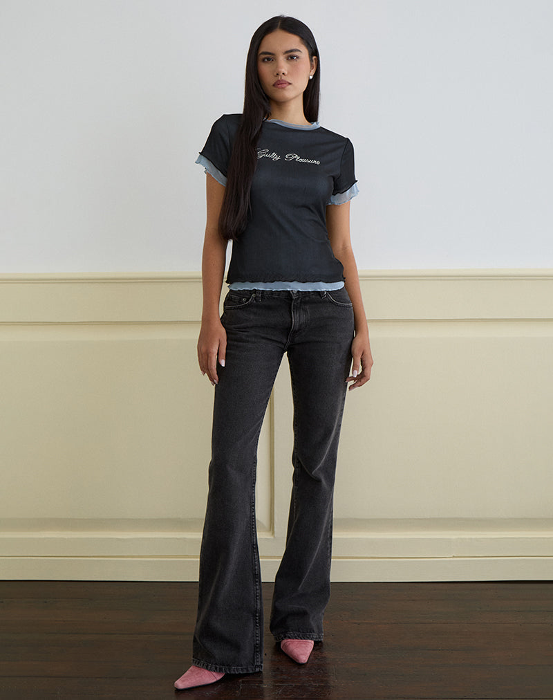 Image de Noburia Top in Black Blue Guilty Pleasure Hot Fix