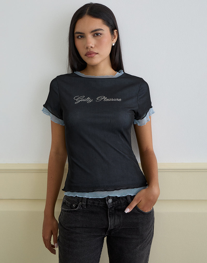 Image de Noburia Top in Black Blue Guilty Pleasure Hot Fix