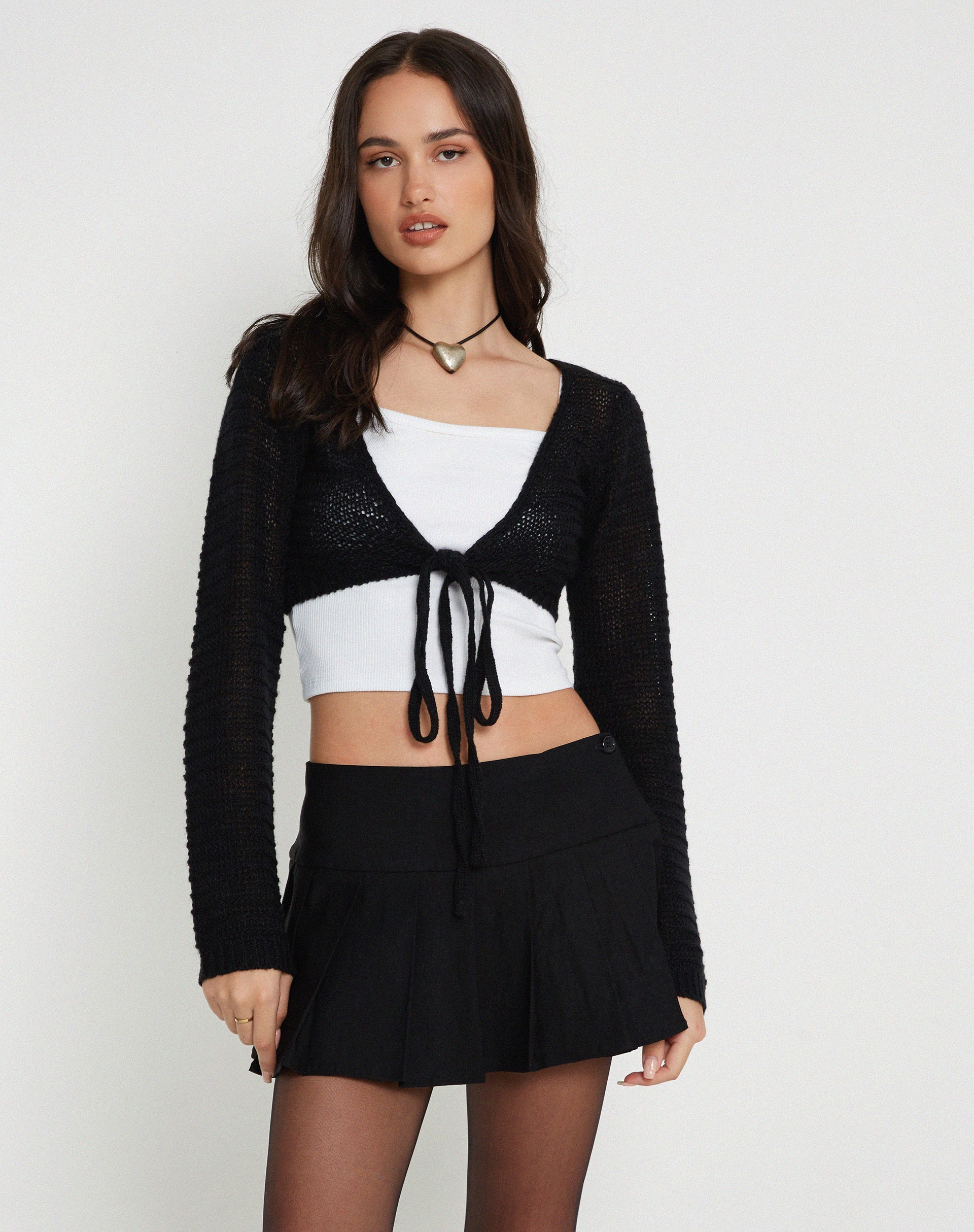 Image de Nocta Long Sleeve Crop Top in Weave Knit Black
