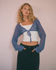 image de Nocta Long Sleeve Crop Top in Weave Knit Blue Shadow