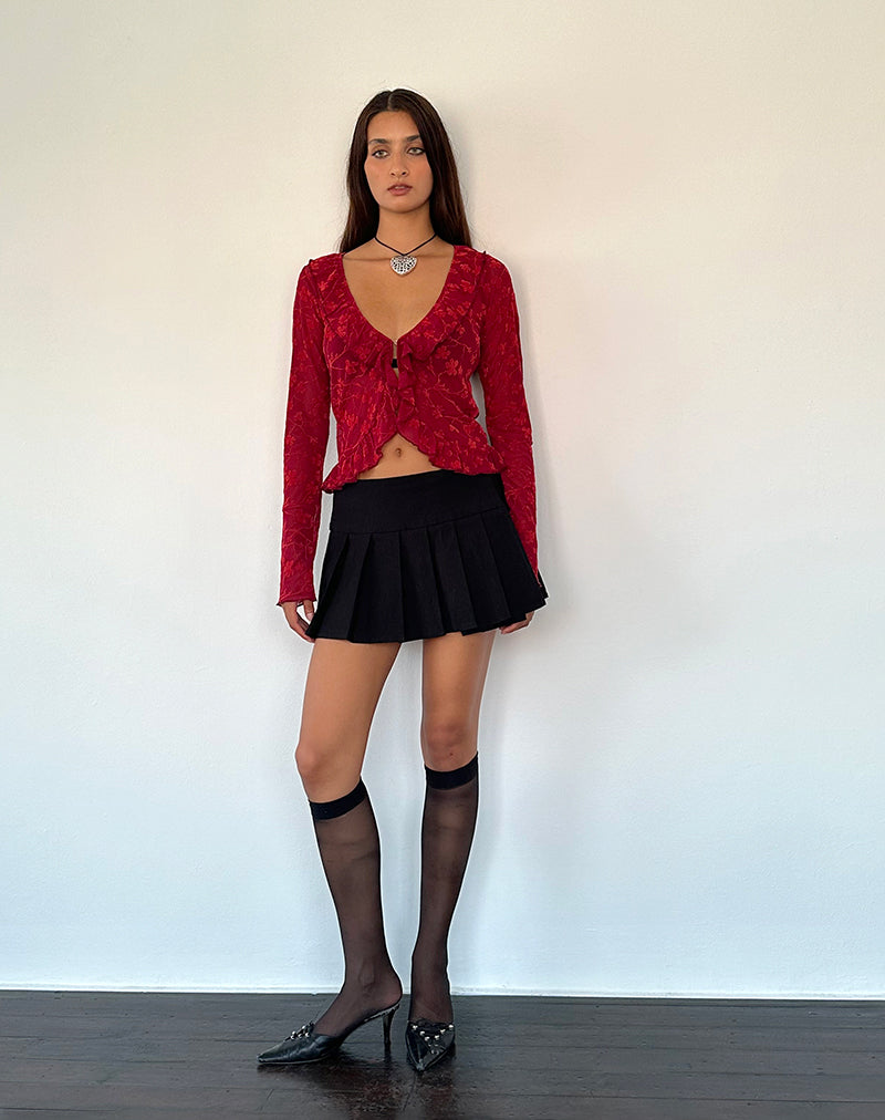 Image de Noemi Cardigan en rouge Grunge Floral Flock
