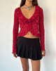 Image de Noemi Cardigan en rouge Grunge Floral Flock