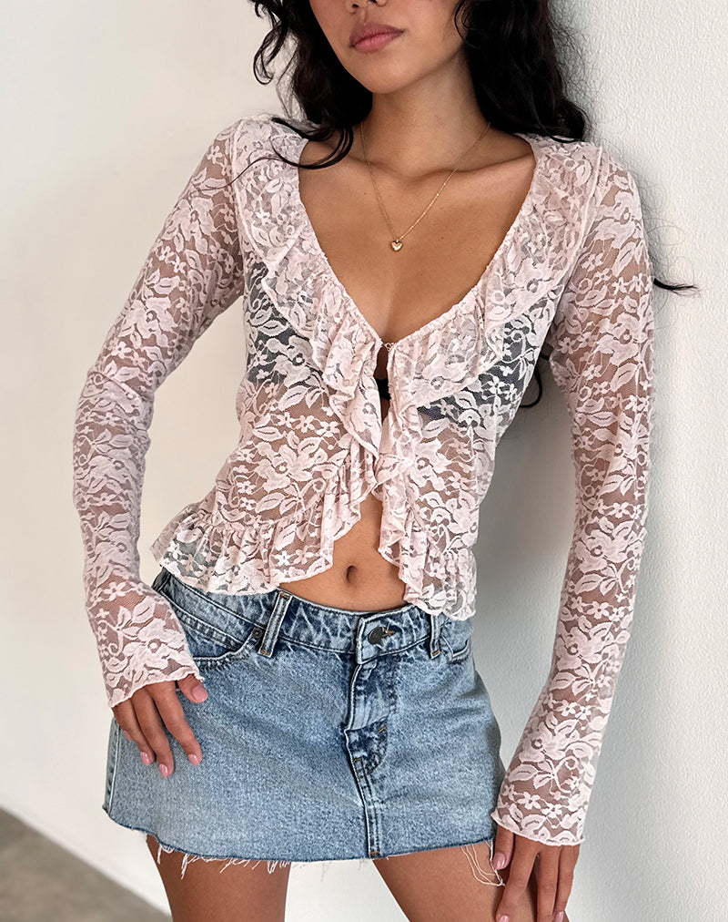 Cardigan Noemi en dentelle Lotus Pink