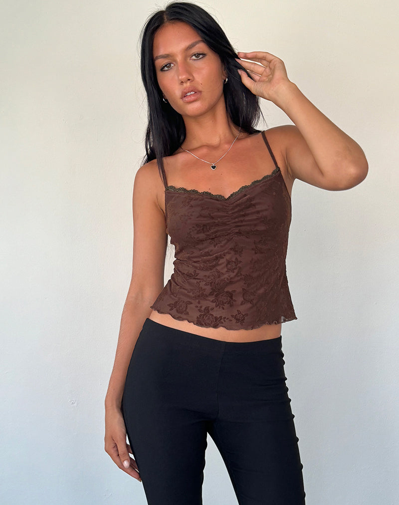 Image de Noira Cami Top in Romantic Rose Flock Brown