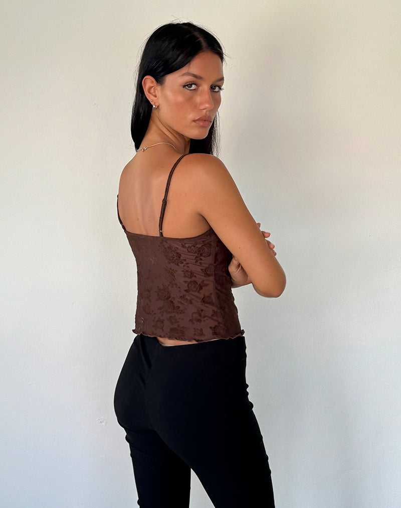 Image de Noira Cami Top in Romantic Rose Flock Brown
