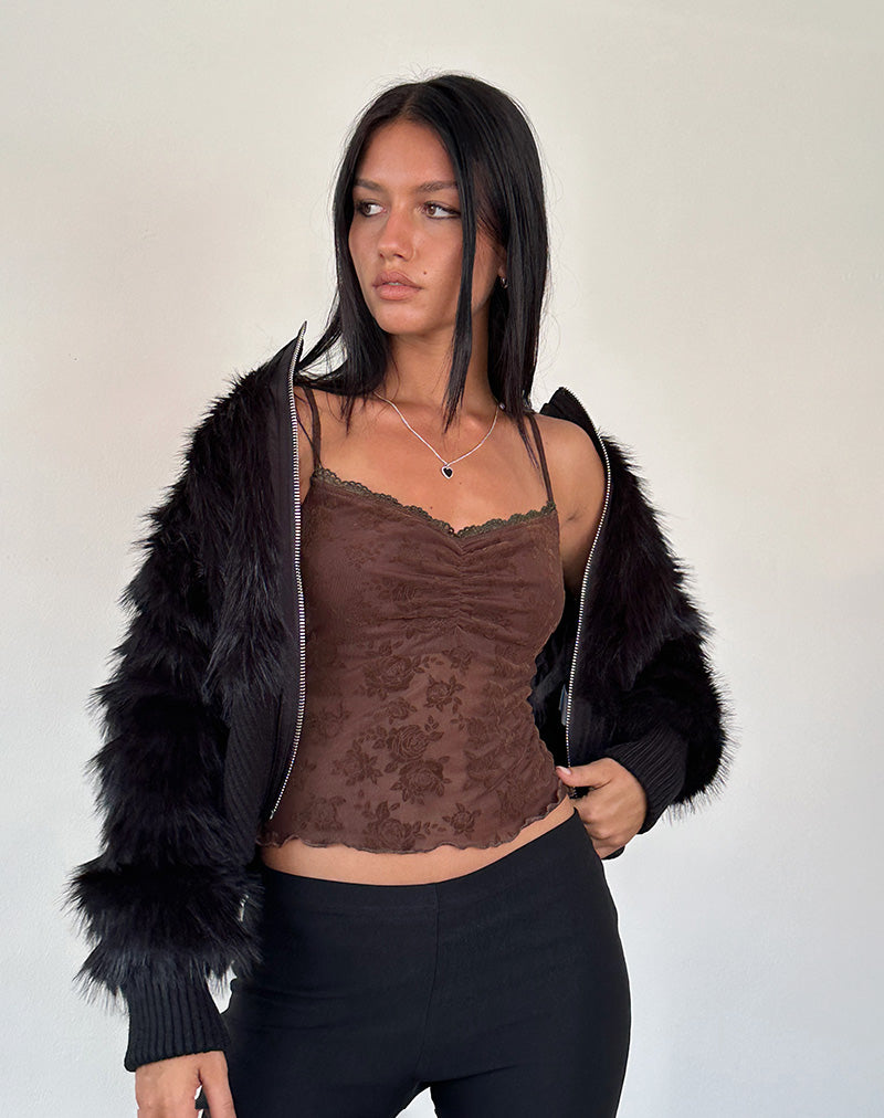 Image de Noira Cami Top in Romantic Rose Flock Brown