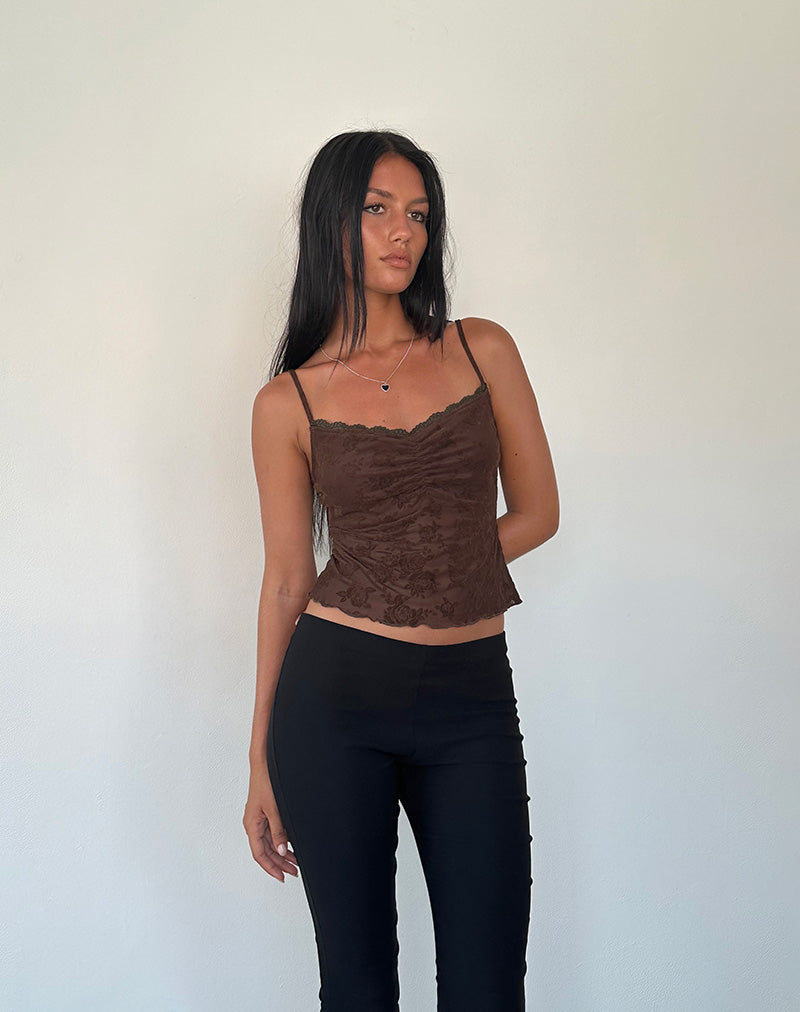Image de Noira Cami Top in Romantic Rose Flock Brown