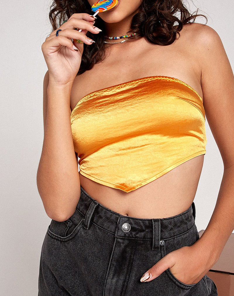 Nolda Crop Top in Satin Tangerine