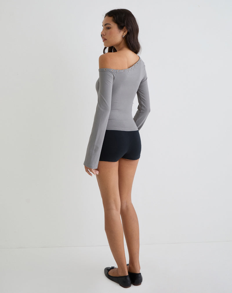 Image de Noraba Top asymétrique gris avec œillets