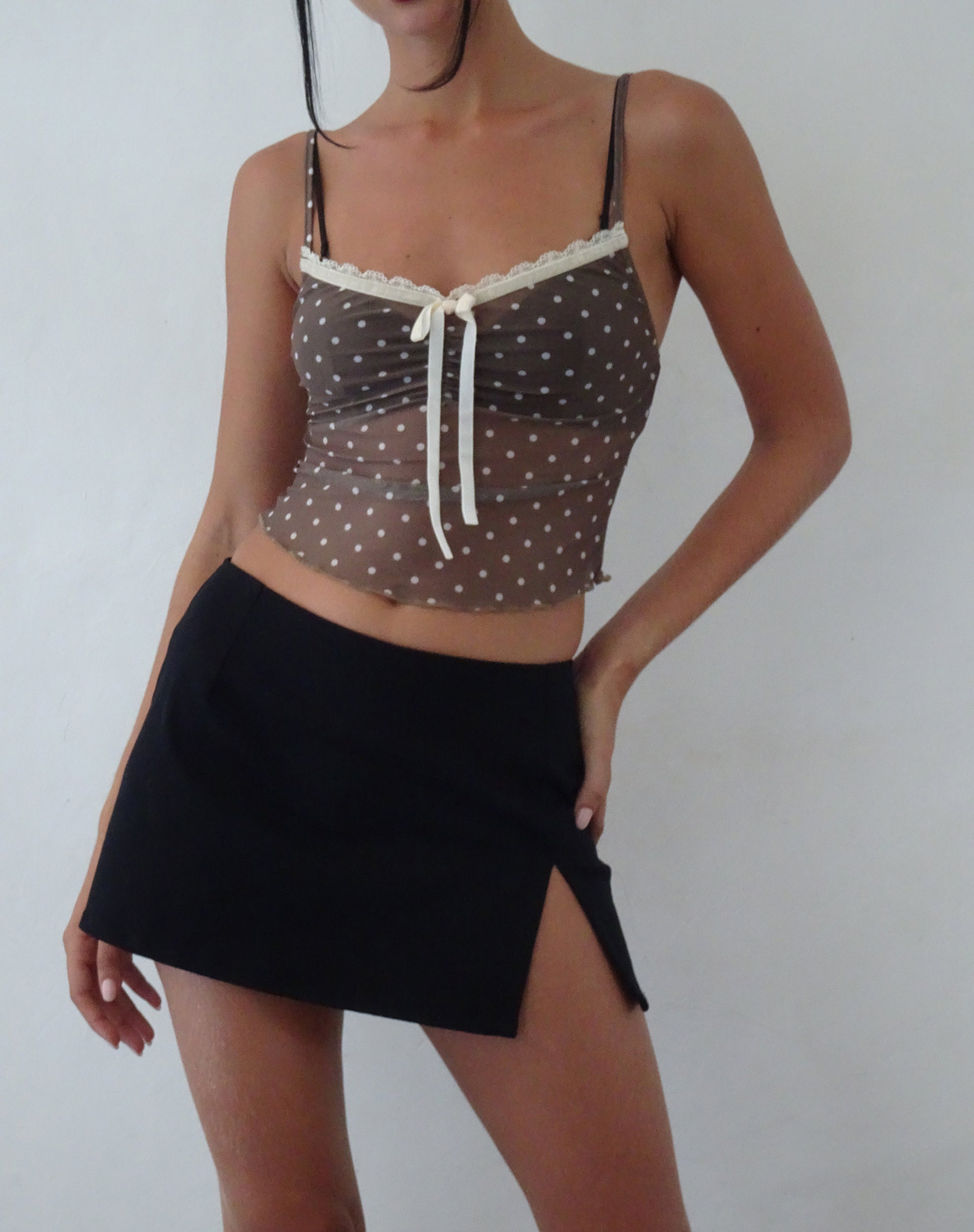 Image de Norde Cami Top in Brown and White Polka