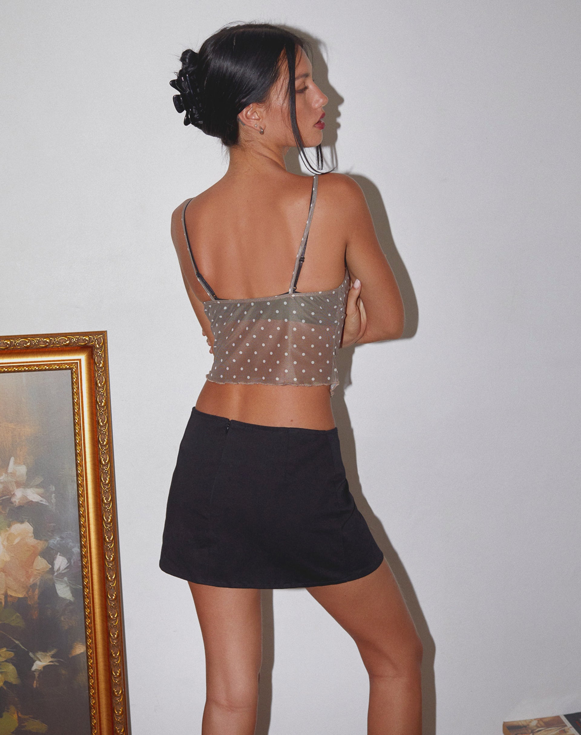 Image de Norde Cami Top in Brown and White Polka