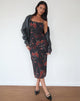 Image de Nori Midi Dress in Watercolour Rose Black