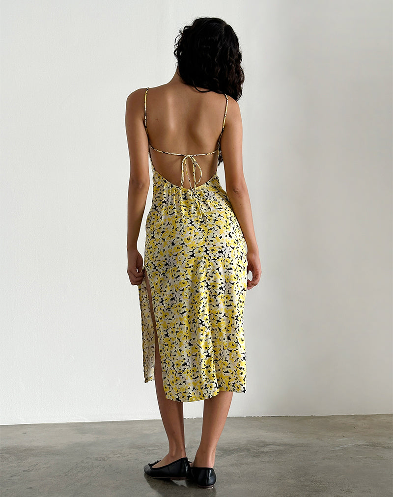 Nosita Midi Dress in Sunflower Pop Yellow (Robe midi en tournesol)