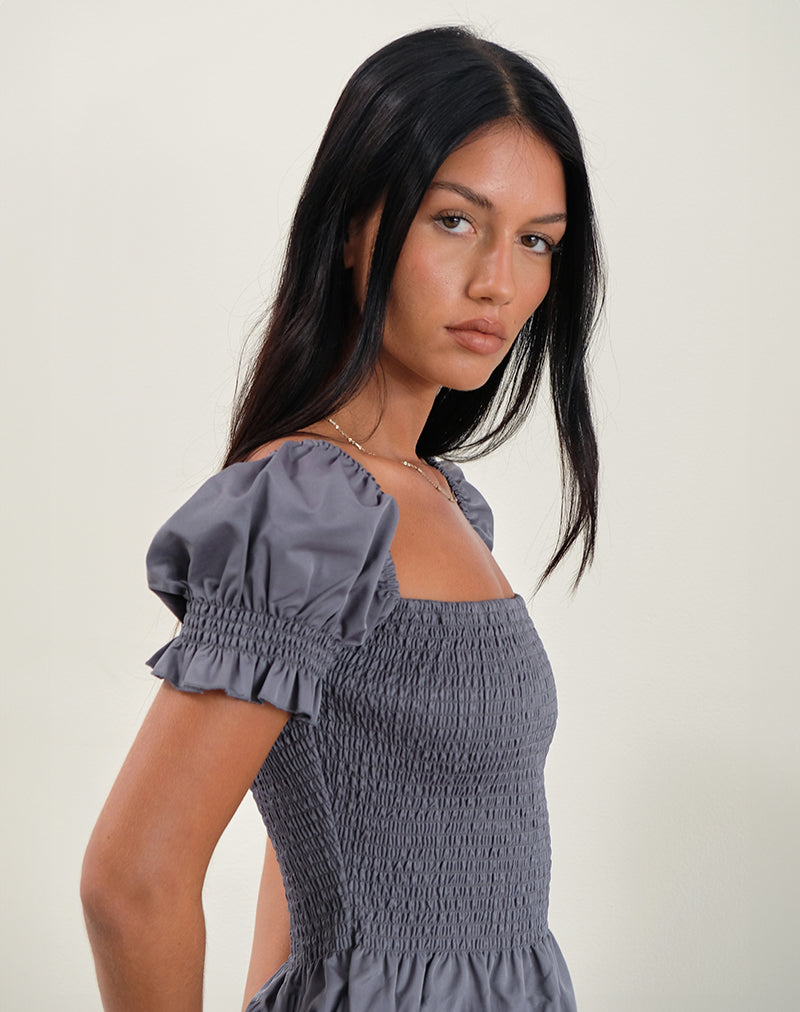 Image de Notina Top à manches bouffantes en gris froncé