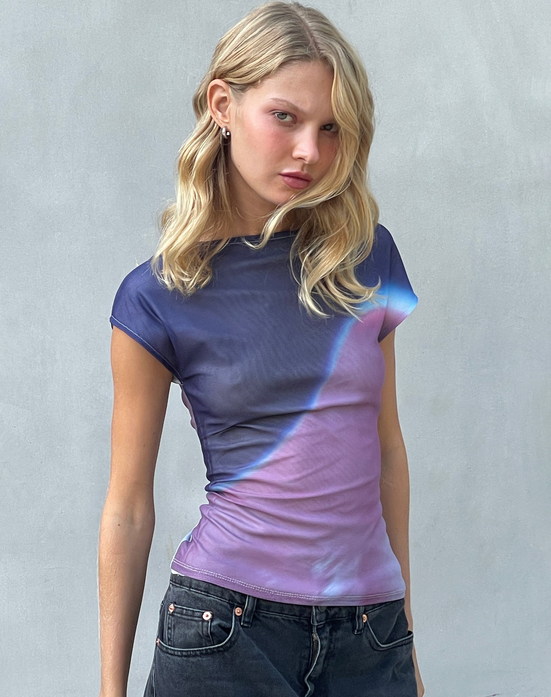 Image de Nova Top in Mesh Pink Digi Gradient Print
