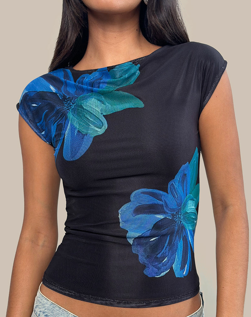 Image de Nova Top en aquarelle fleur bleue