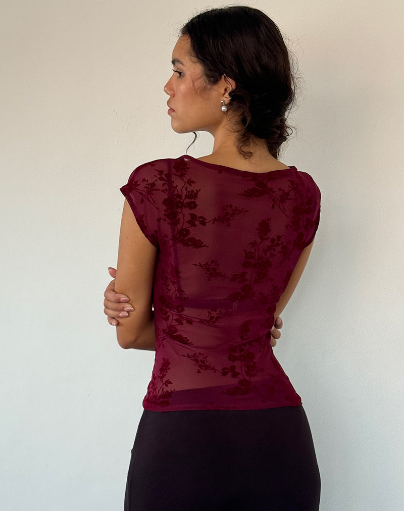 Image de Nova Top in Botanical Flower Maroon