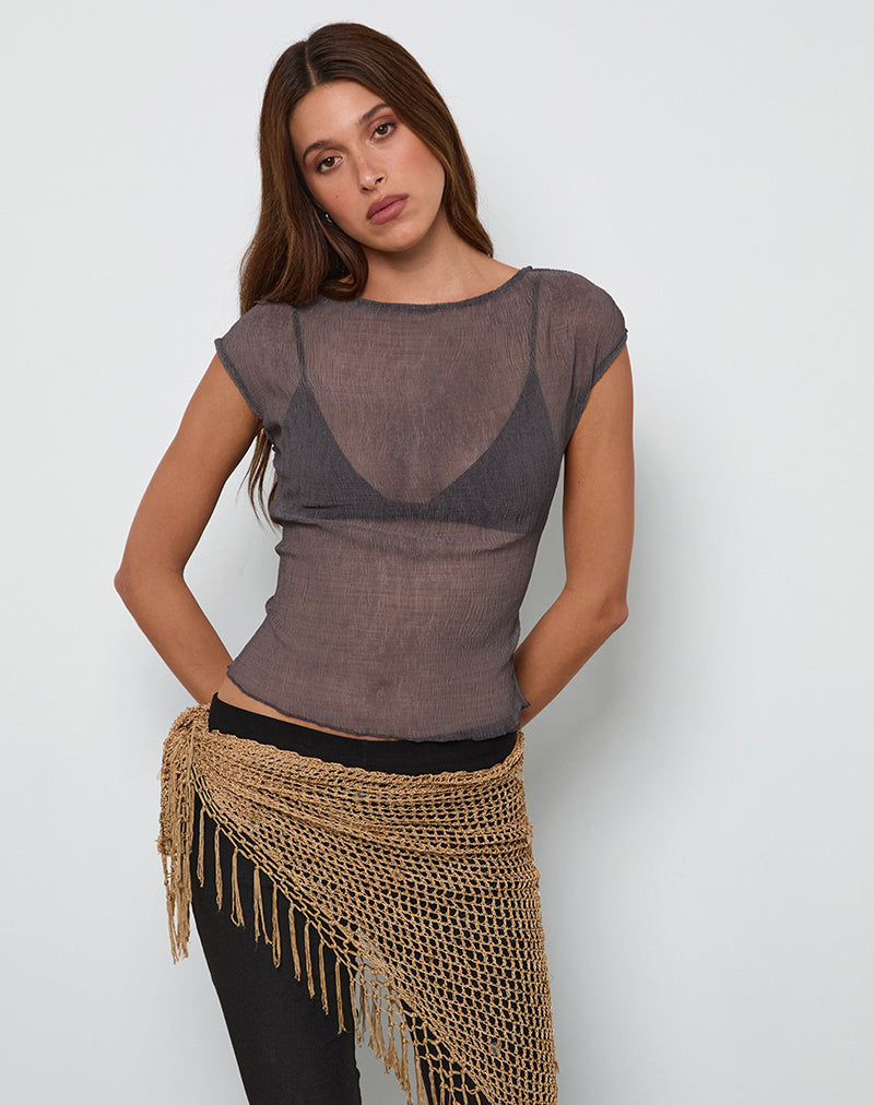 Image of Nova Top in Grey Crinkle Chiffon