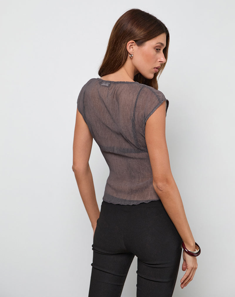 Image of Nova Top in Grey Crinkle Chiffon