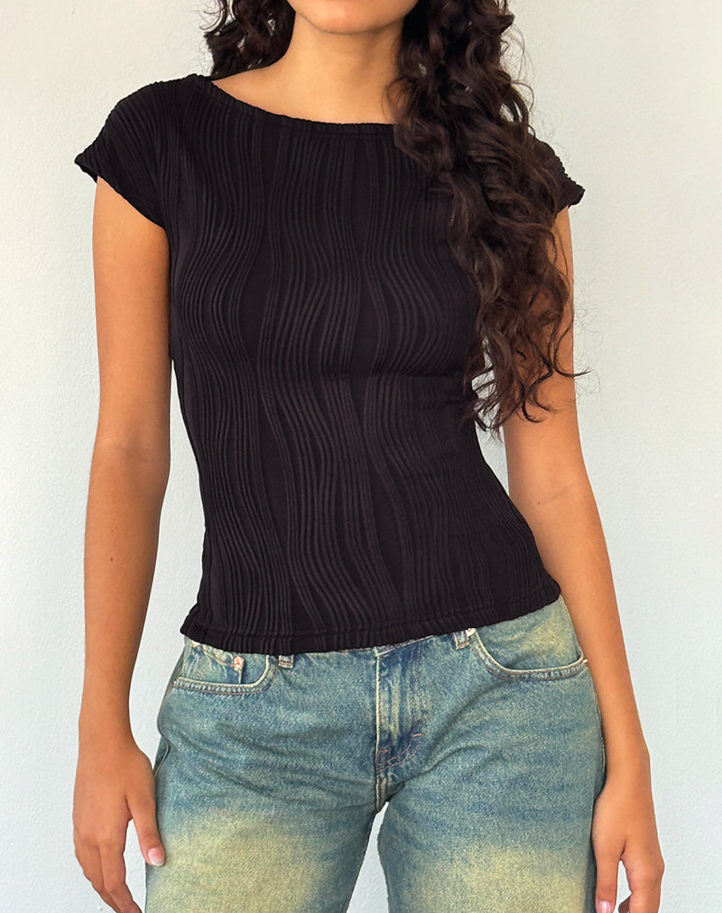 Top Nova en noir froissé