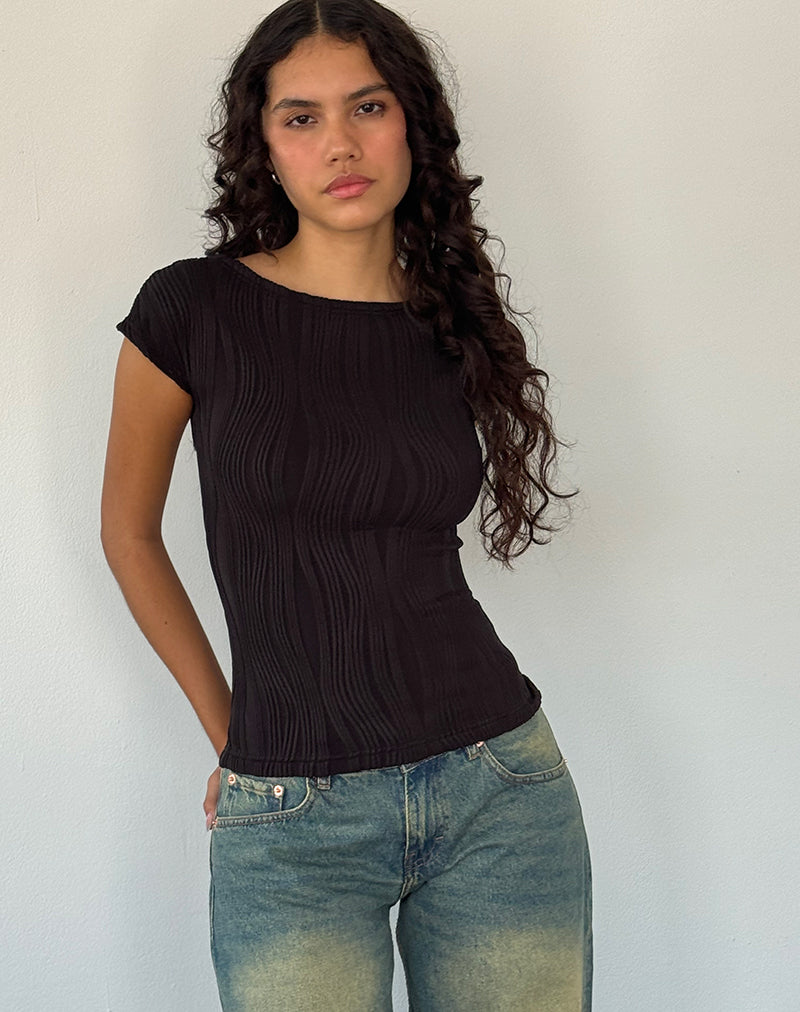 Top Nova en noir froissé