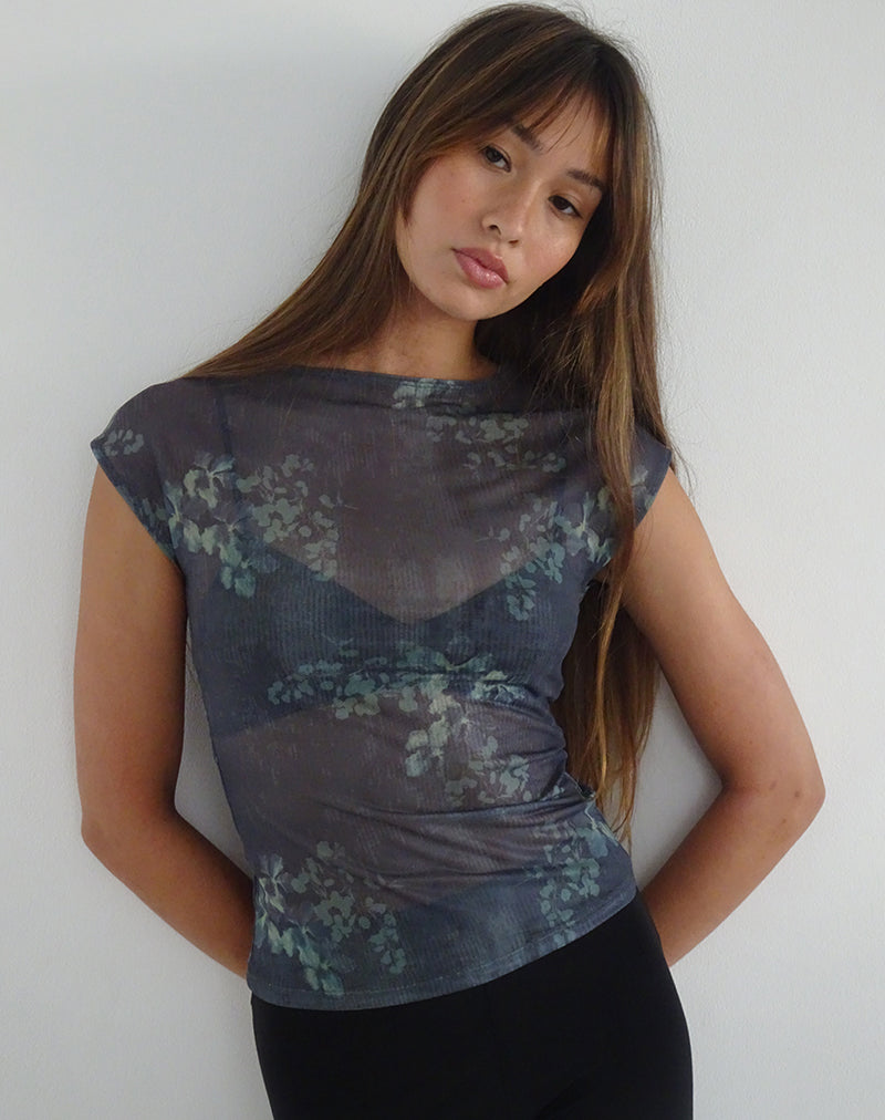 Image de Nova Mesh Top in Faded Botanical Green