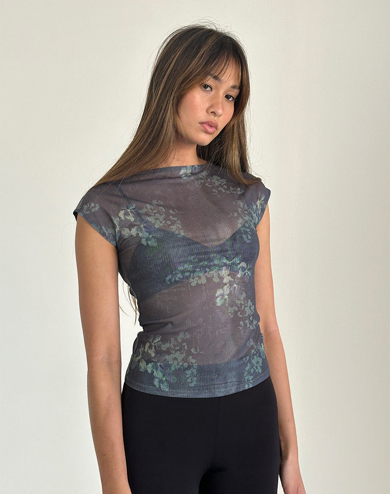 Image de Nova Mesh Top in Faded Botanical Green