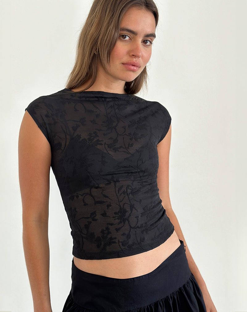 Image de Nova Top in Flower Mesh Black