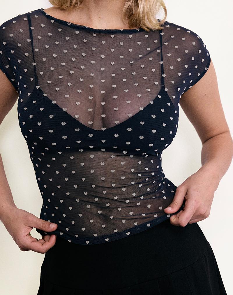 Image de Nova Top in Heart Flock Navy and Yellow