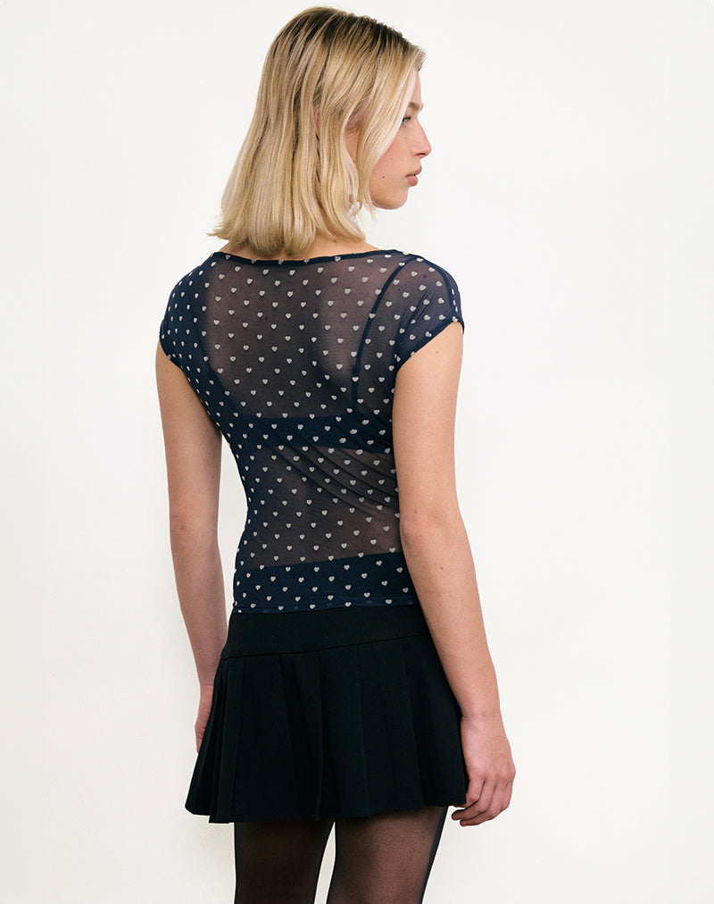 Image de Nova Top in Heart Flock Navy and Yellow