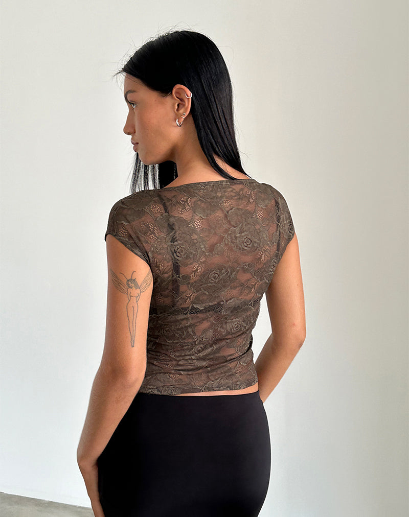 Image de Nova Unlined Lace Top in Dark Brown