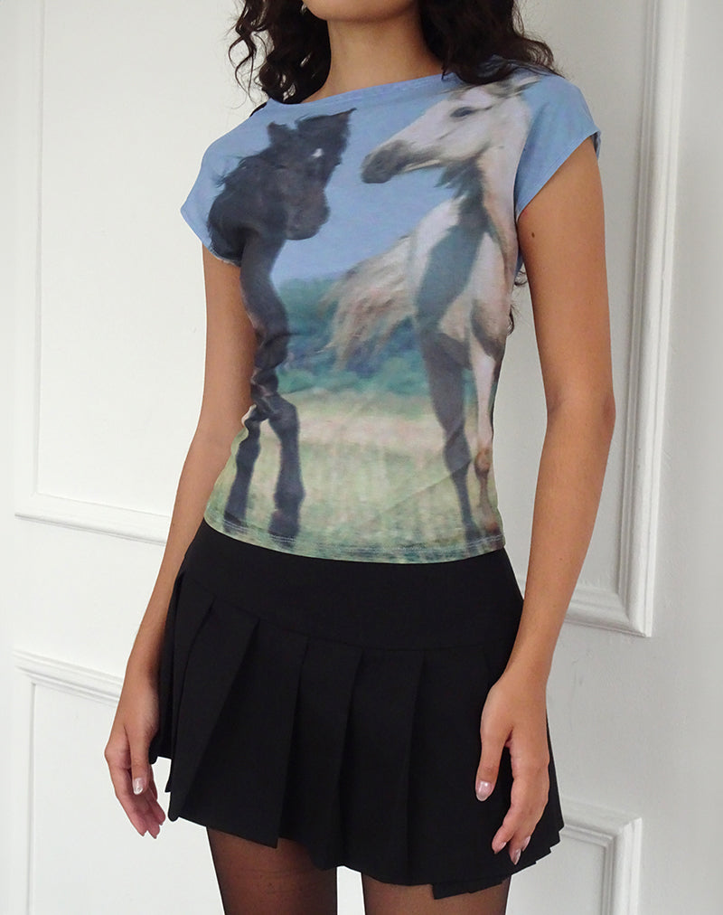 Image de Nova Top Mesh in Horses Print