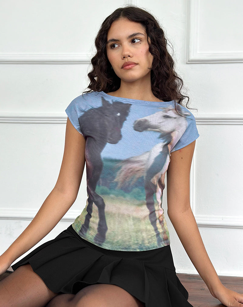 Image de Nova Top Mesh in Horses Print