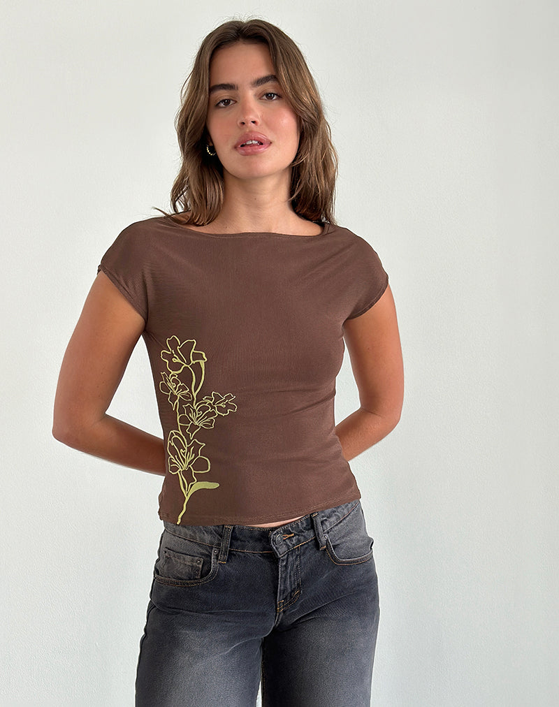 Image de Nova Top in Mono Flower Flock Brown
