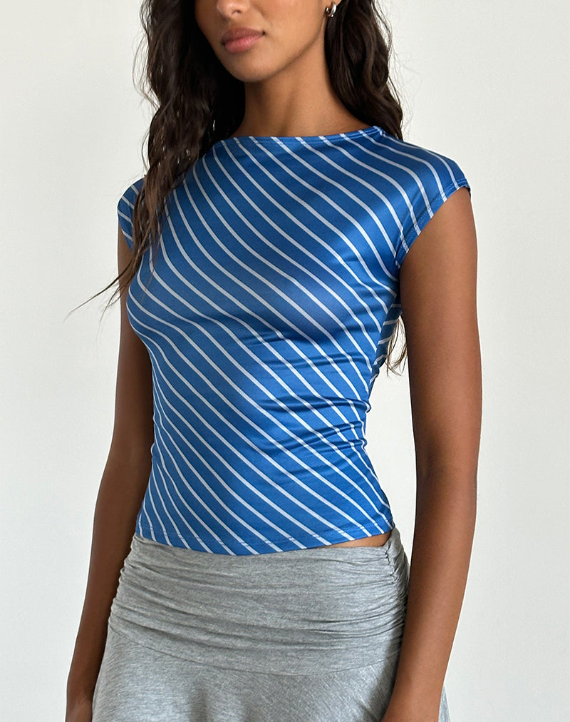 Image de Nova Slinky Top in Blue Diagonal Stripe