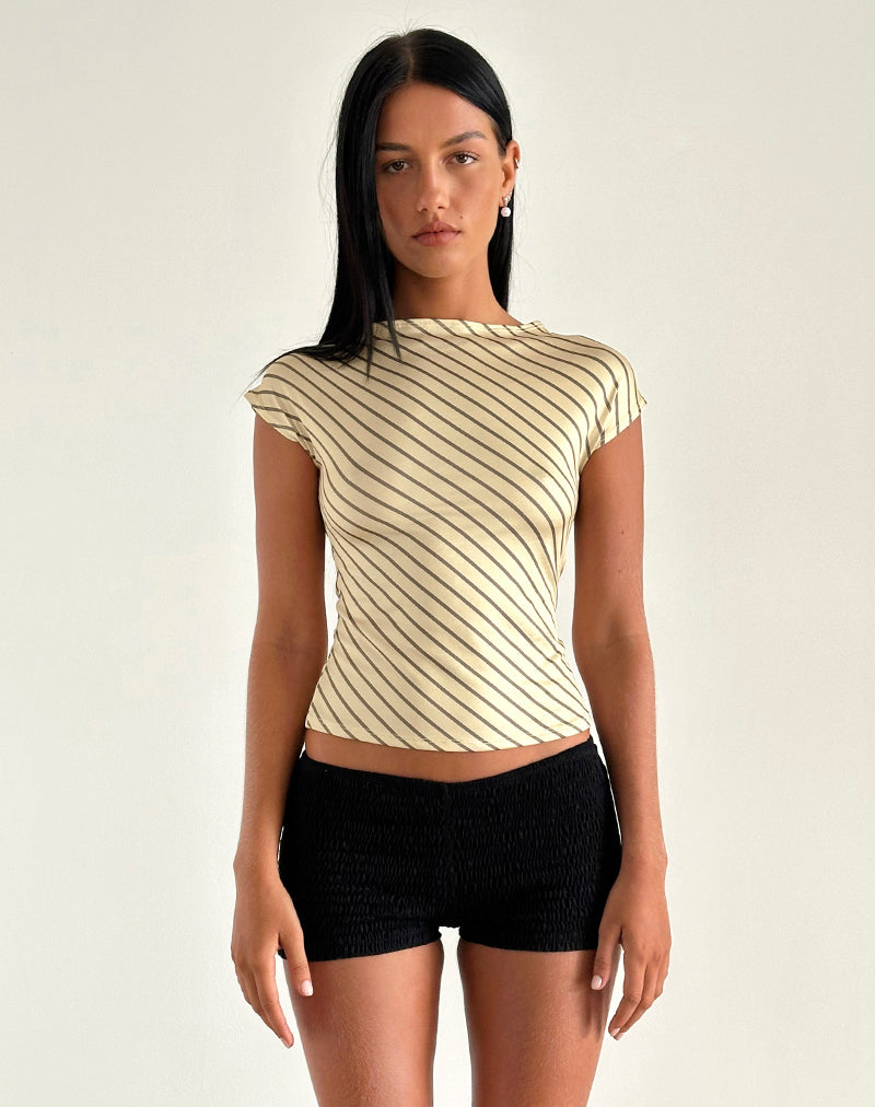Nova Slinky Top in Yellow Diagonal Stripe (Top fluide à rayures diagonales jaunes)