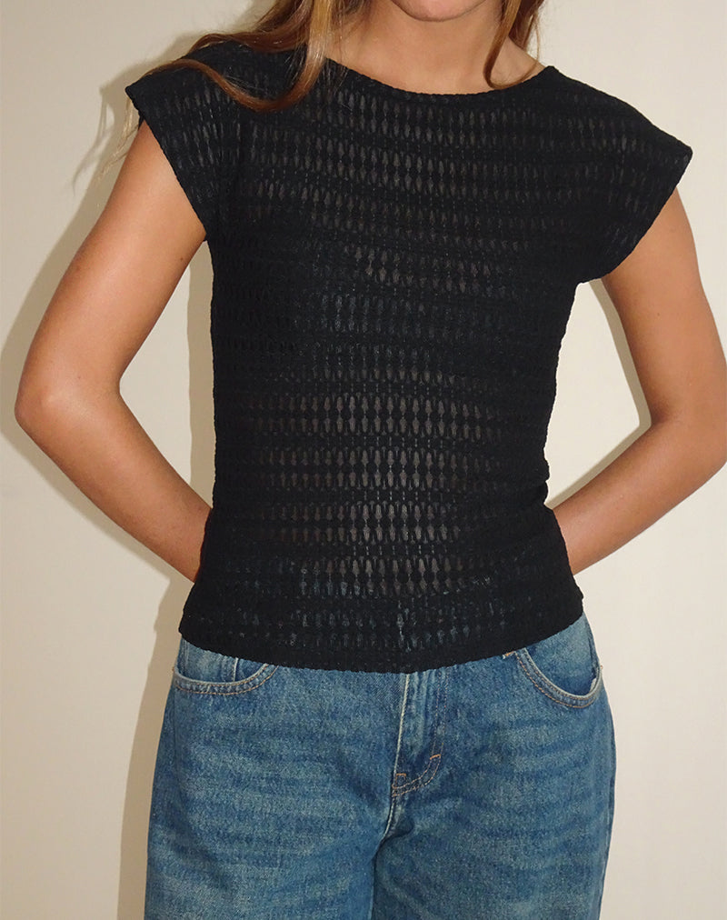 Top Nova en noir texturé