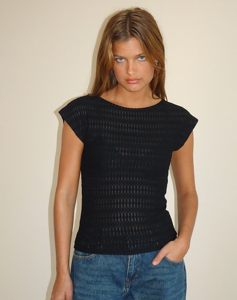 Top Nova en noir texturé