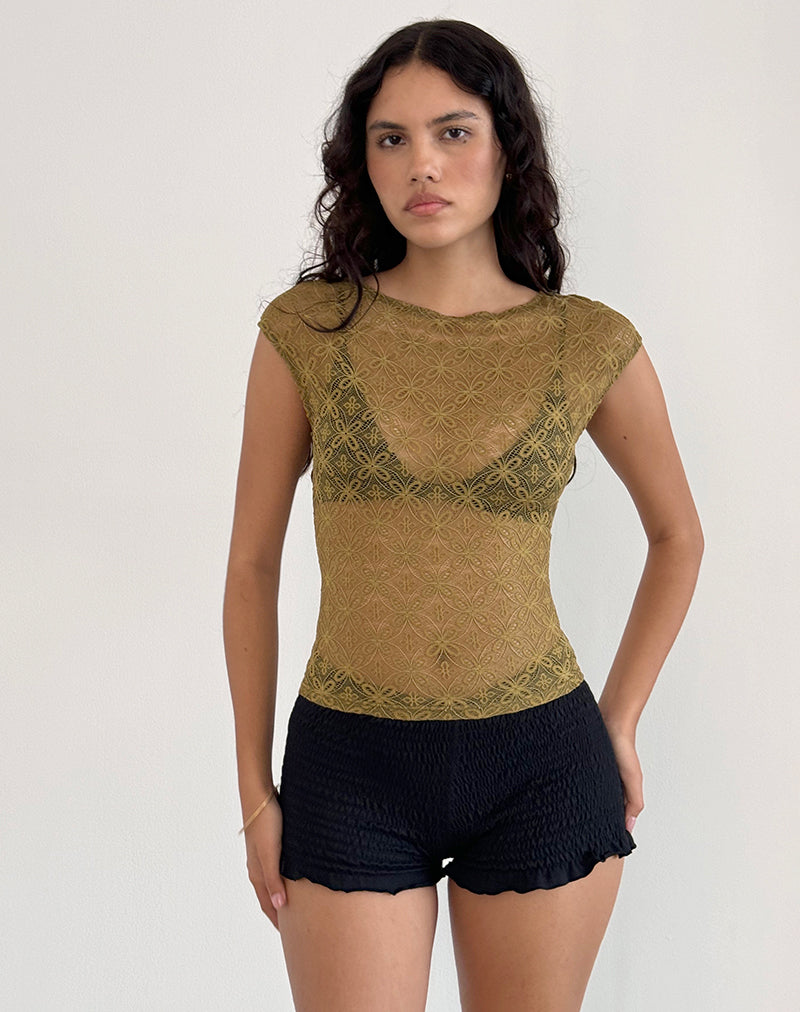 Image du top Nova en vert mousse texturé