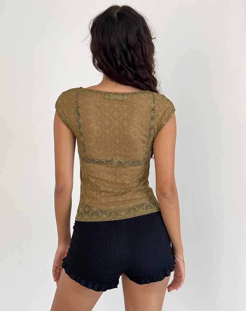 Image du top Nova en vert mousse texturé