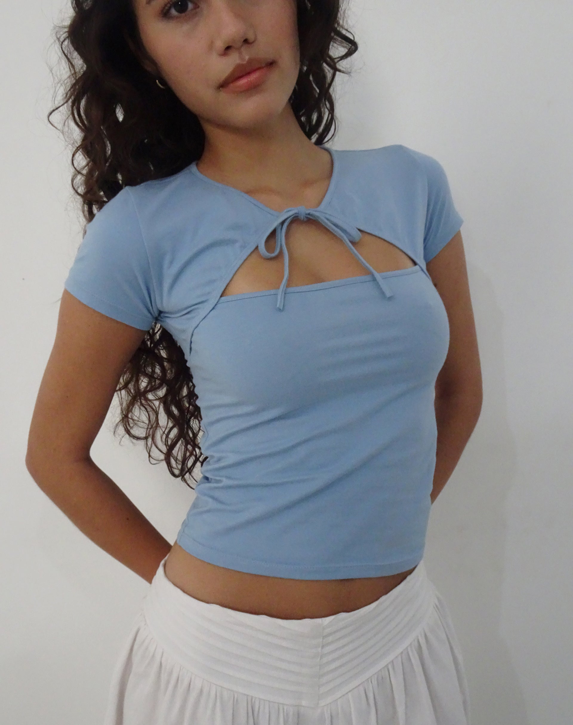 Image de Novalie Tie Front Top in Artic Ice Lycra