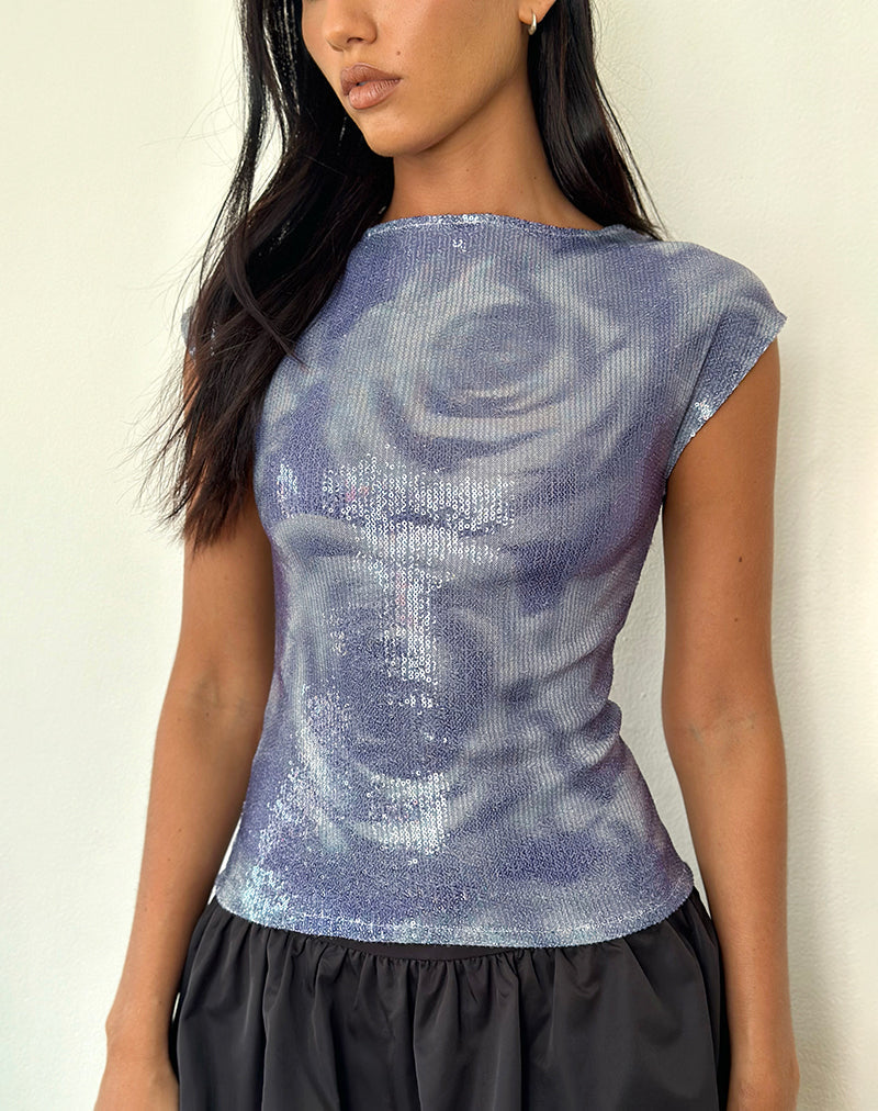 Image de Novaria Top in Sequin Abstract Rose Grey