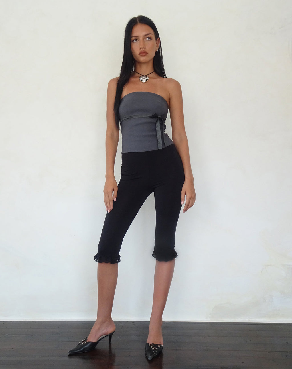 Novita - Top bandeau avec nœud, tailleur, gris anthracite