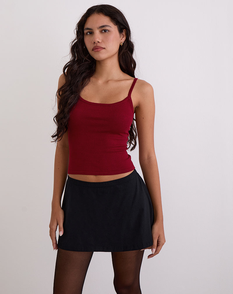 Image de Ziva Knit Cami Vest Top in Burgundy