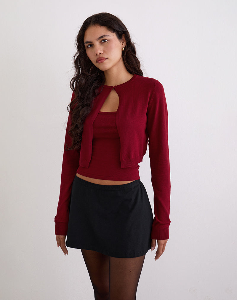 Image de Ziva Knit Cami Vest Top in Burgundy