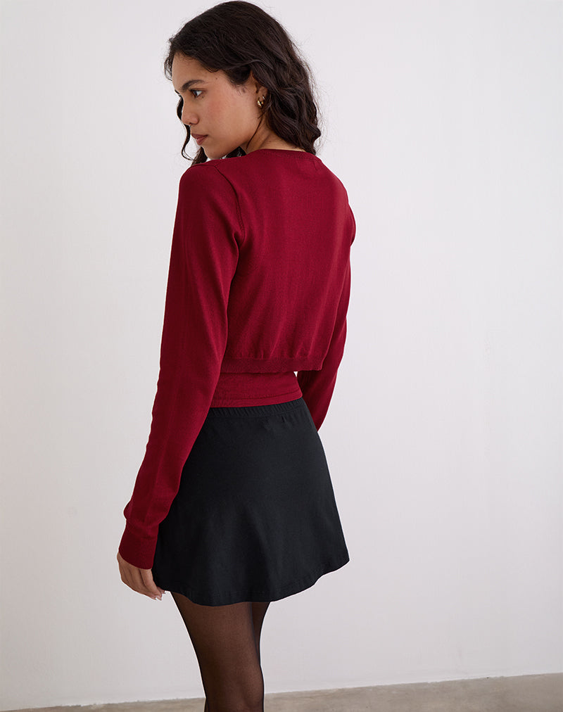 Image de Nuha Cardigan court en bourgogne