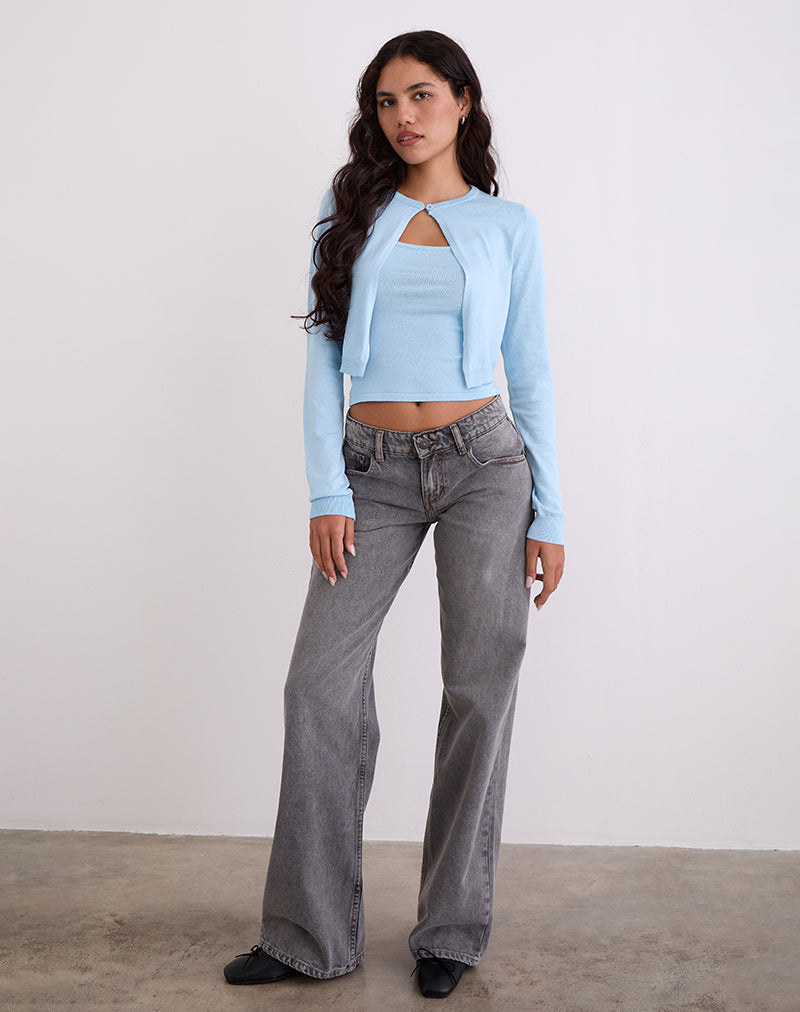 Image de Nuha Cardigan croisé côtelé en bleu