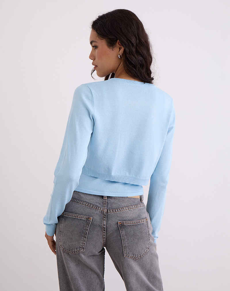 Image de Nuha Cardigan croisé côtelé en bleu