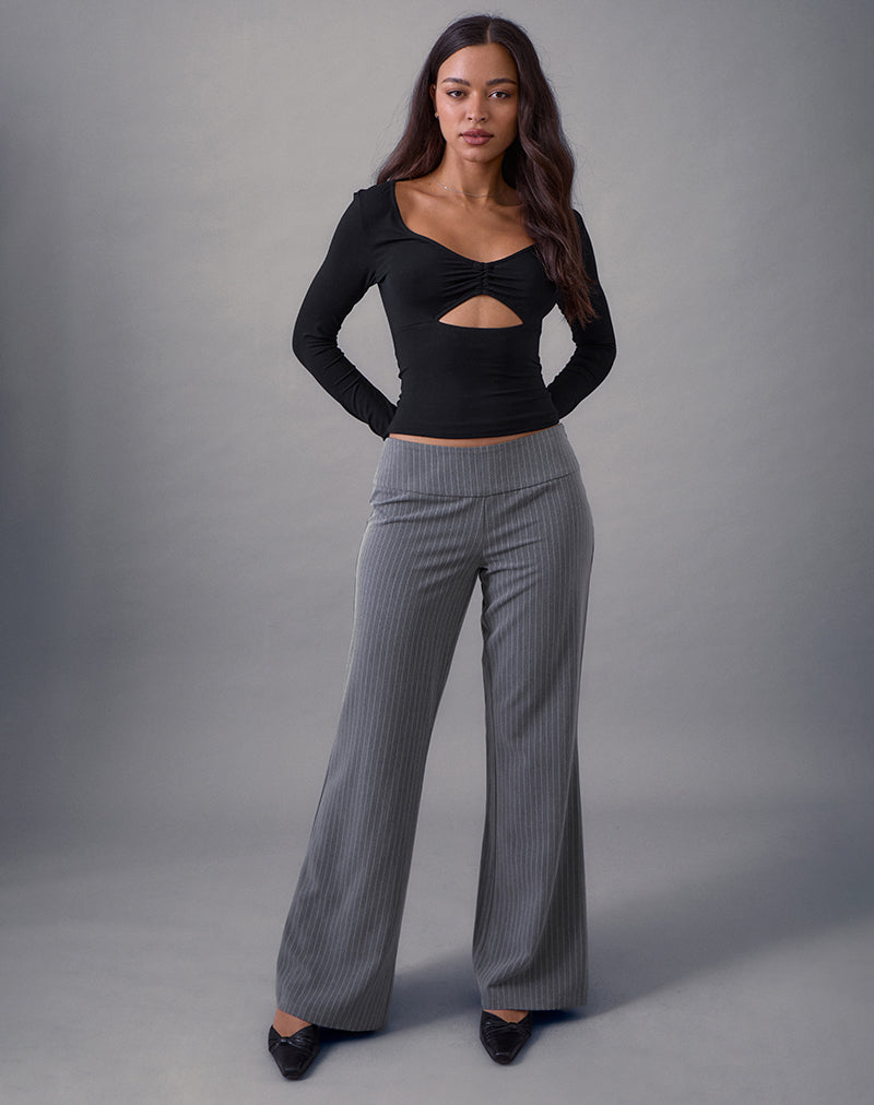 Image de Nyala Long Sleeve Cutout Top in Rayon Jersey Black